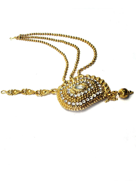 Gold Plated & Studded One Sided Mathapatti - ManMarzi