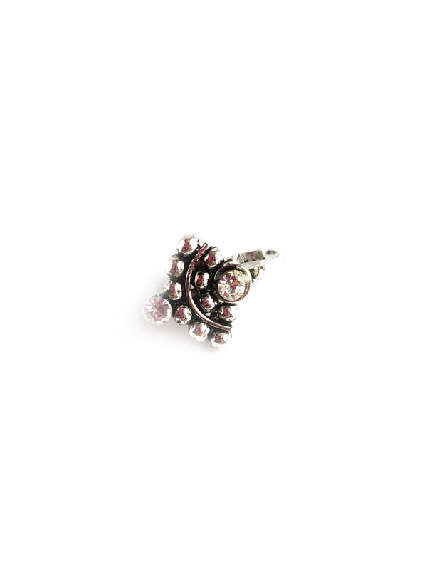 Stone Studded Clip On  Nose Pin
