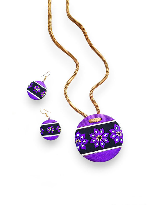 Radiant Blooms- Round Sparkling Floral Terracotta Jewellery Set