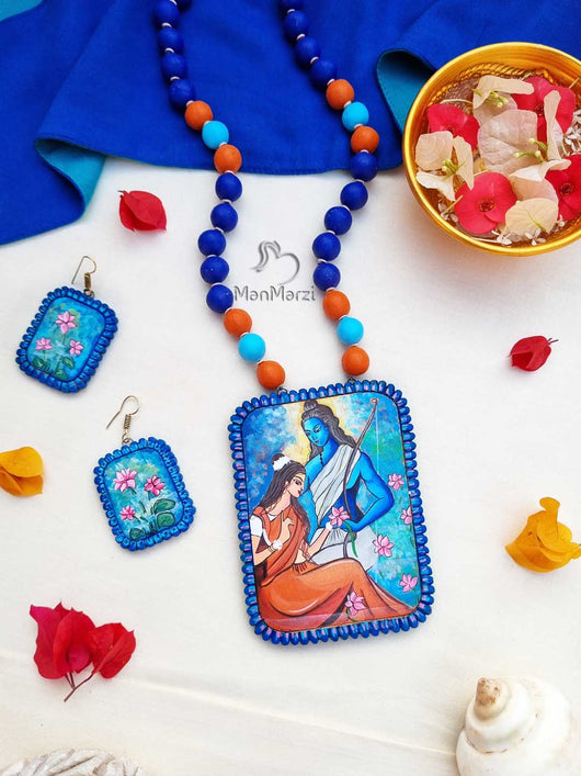 Hand-Painted Shri Ram Sita Terracotta Jewellery Set