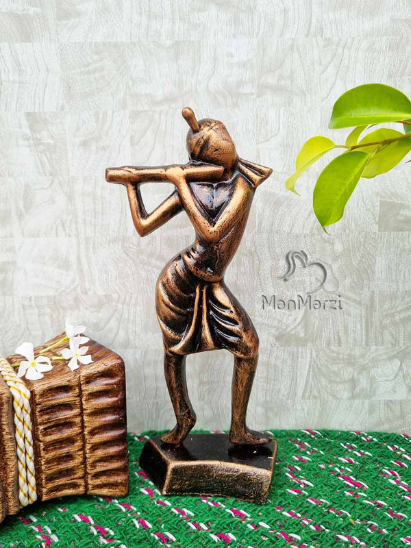 Tribal Artistry Meets Devotion- Handmade Krishna Clay Showpiece for Display