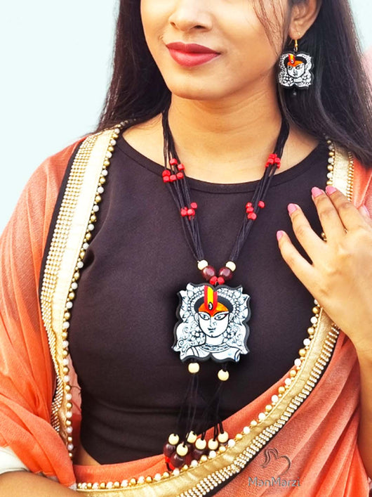  Handpainted Maa Durga Terracotta jewellery Set