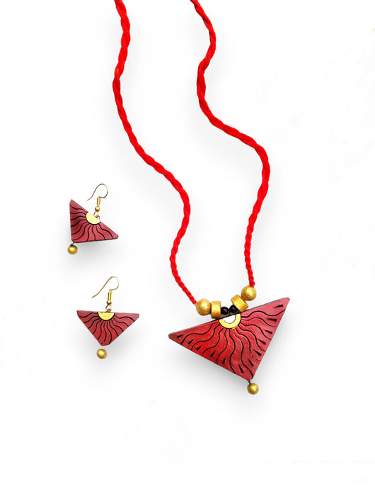 Classic Handcrafted Triangle Terracotta Jewelry Set