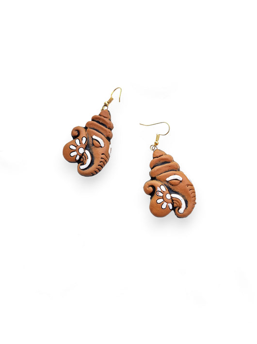 Handcrafted Ganapati Terracotta Earrings with Artisan Craftsmanship