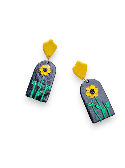 Unique Gift for Her: Handmade Polymer Clay Earrings with Sunflower Motif