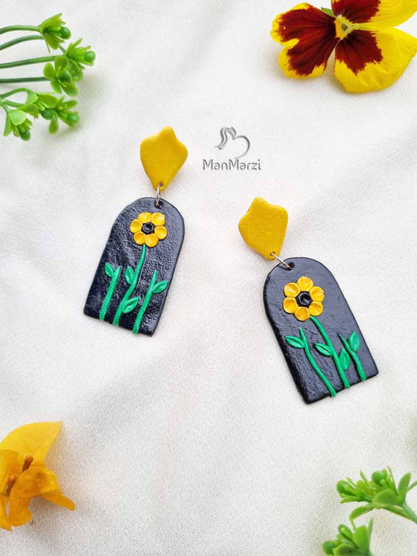 Unique Gift for Her: Handmade Polymer Clay Earrings with Sunflower Motif