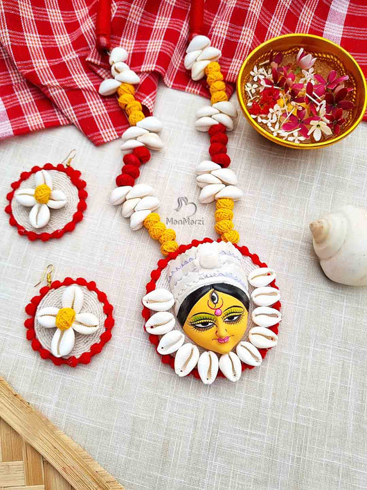 Terracotta Durga Macrame Jewellery Set | ManMarzi