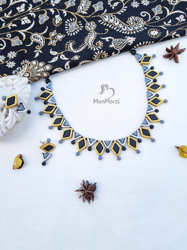 Golden Silver Terracotta Jewelry Set | Manmarzi.com