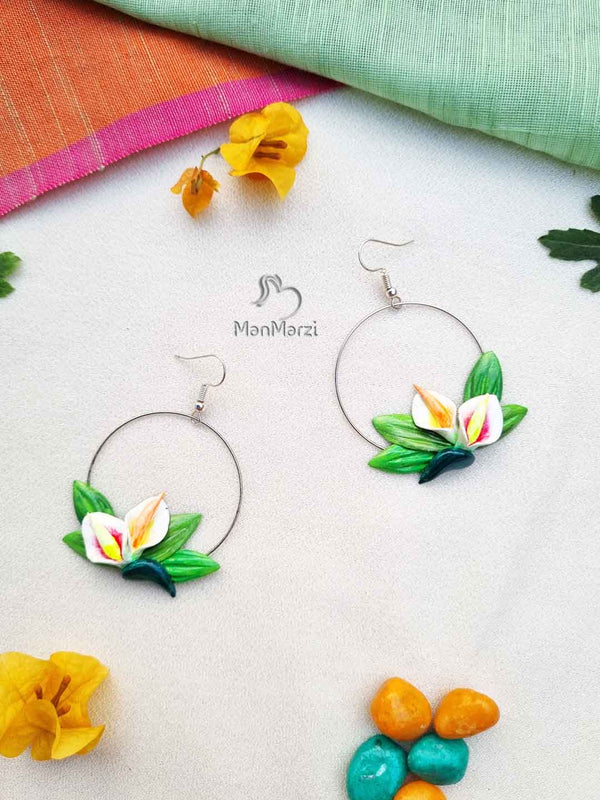 Lily Love- Handcrafted Polymer Clay Hoop Earrings For Women