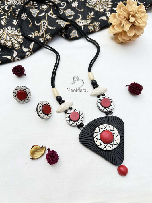 Cherry On The Top- Handmade Geometric Terracotta Jewellery Set