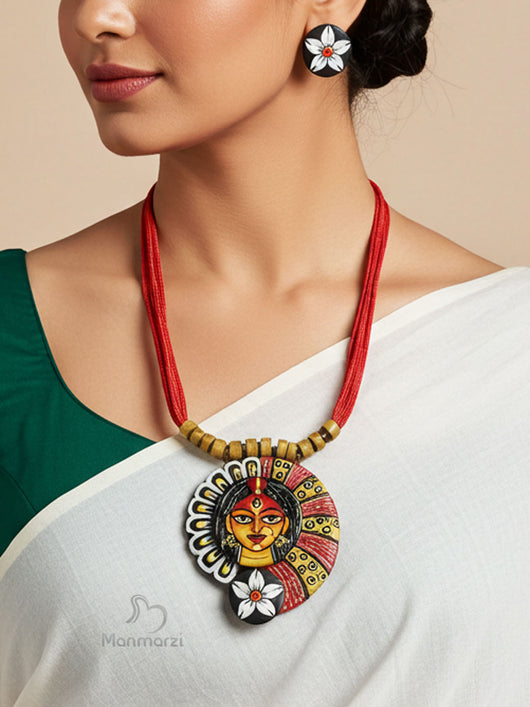 Dhatri - Divine Terracotta Jewellery Set With Earstuds | Manmarzi