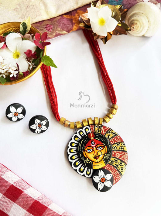 Dhatri - Divine Terracotta Jewellery Set With Earstuds | Manmarzi