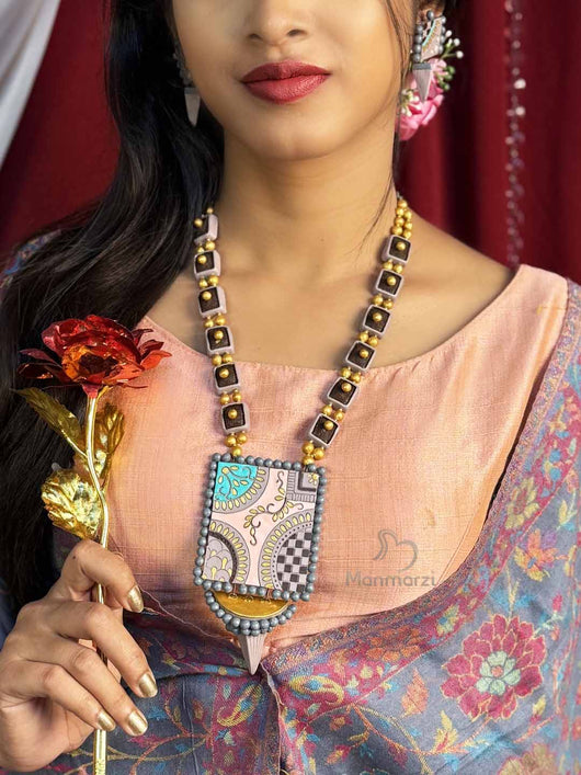 Dilruba- Handcrafted Terracotta Jewellery Set with for Regal Look