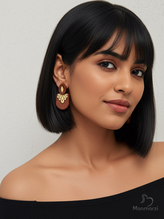 Gairika- Handcrafted Terracotta Earrings with White Petal |Manmarzi