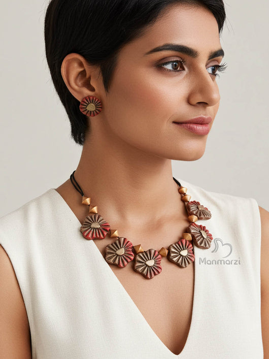 Handmade Jewellery Set Inspired By Abstract Floral Design | Manmarzi