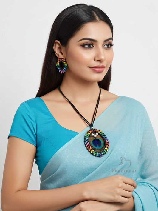 Pekham- Handcrafted Multicolour Terracotta Jewellery Set | Manmarzi