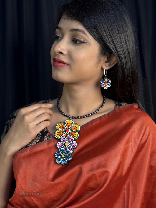 Rangini- Multi coloured Floral Terracotta Jewellery Set | Manmarzi