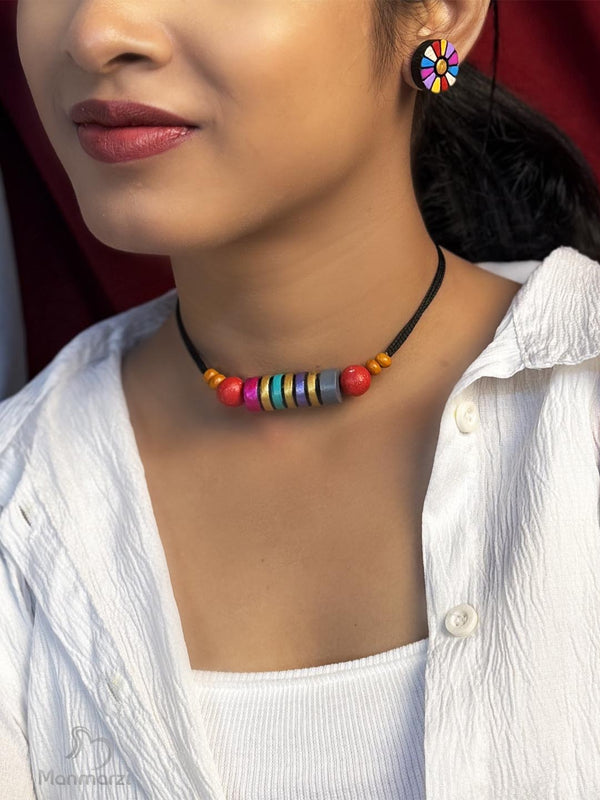 Rangsaaz- Handcrafted Multicolour Terracotta Choker Set| Manmarzi