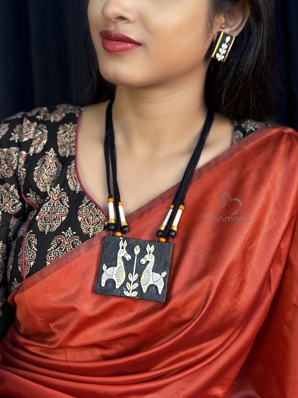 Rustic Raga- Tribal Jewellery Set With Dual Horse Design | Manmarzi
