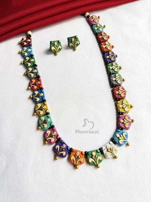 Satrangi-  Multicolour Terracotta Jewellery Set | Manmarzi