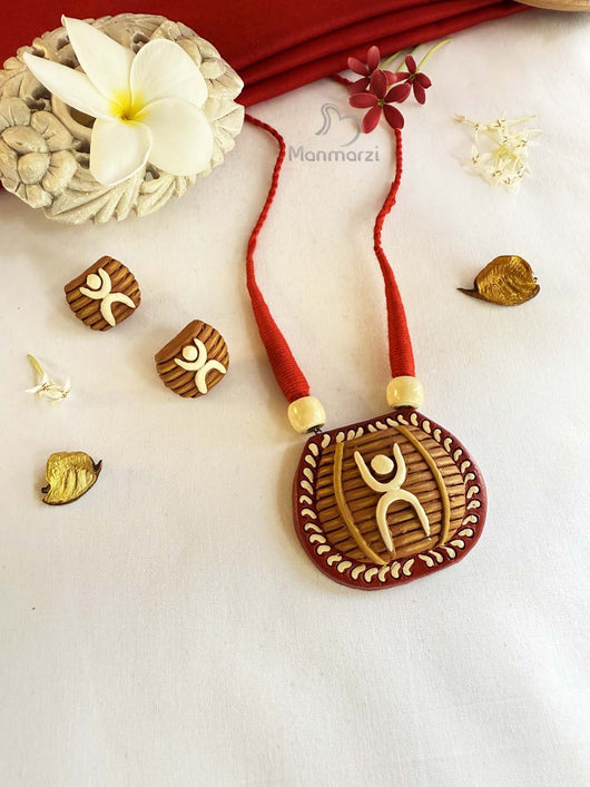 Subh- Handmade Swastik Terracotta Jewellery Set & Earstud | Manmarzi