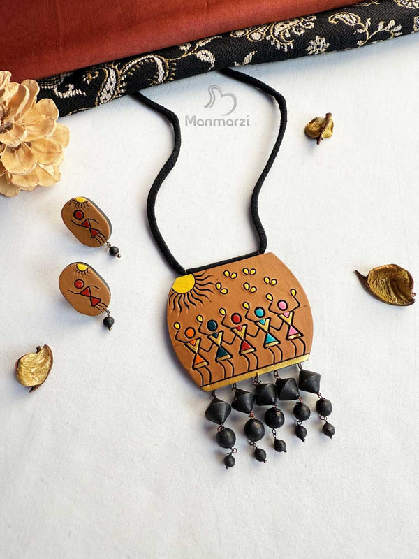Taal- Warli Terracotta Jewellery Set Inspired by Tribal Dance | Manmarzi
