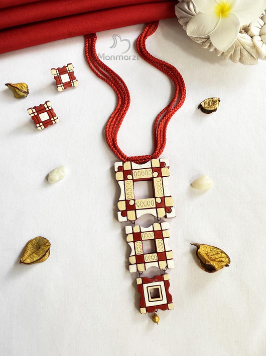 Vibha- Exquisite Terracotta Jewellery Set With Earstuds