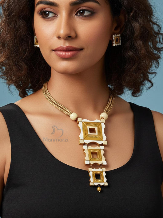 Vibha- Exquisite Terracotta Jewellery Set With Earstuds