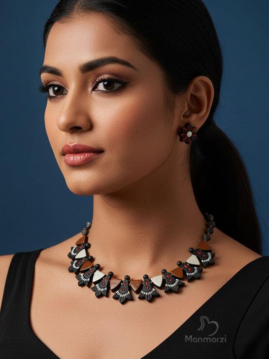 Anokhi- Handmade Terracotta Jewellery Set With With Earstud | Manmarzi