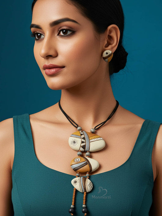 Chitrashila- Contemporary Terracotta Jewellery In Earthy Tone|Manmarzi
