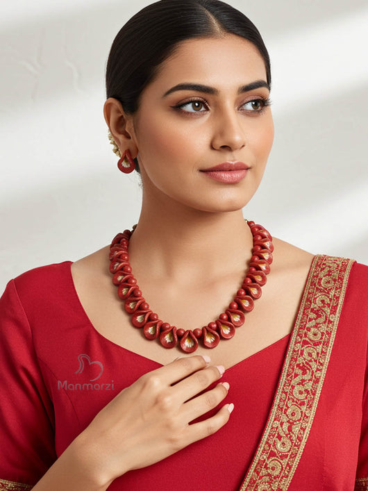 Diya- Exclusive Handcrafted Jewellery Set With Earstuds | Manmarzi