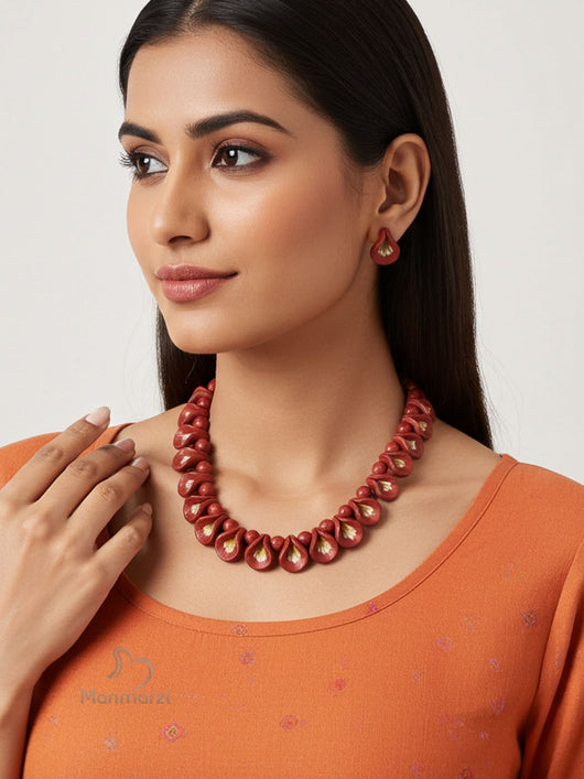 Diya- Exclusive Handcrafted Jewellery Set With Earstuds | Manmarzi
