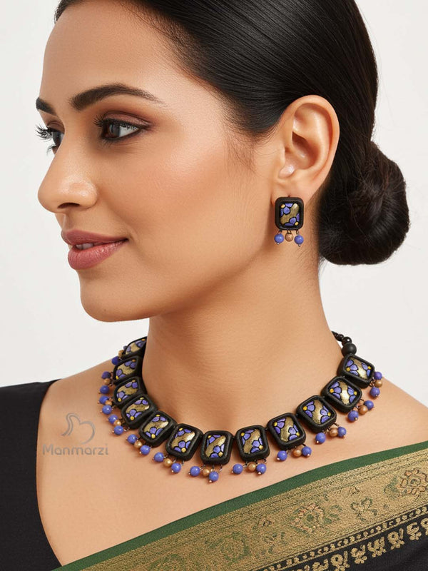 Lavanya- Handcrafted Terracotta Jewellery Set with Floral Detailing