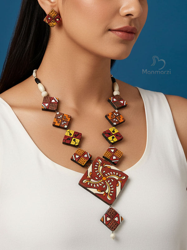 Indira- Exclusive Terracotta Jewellery Set With Intricate Design