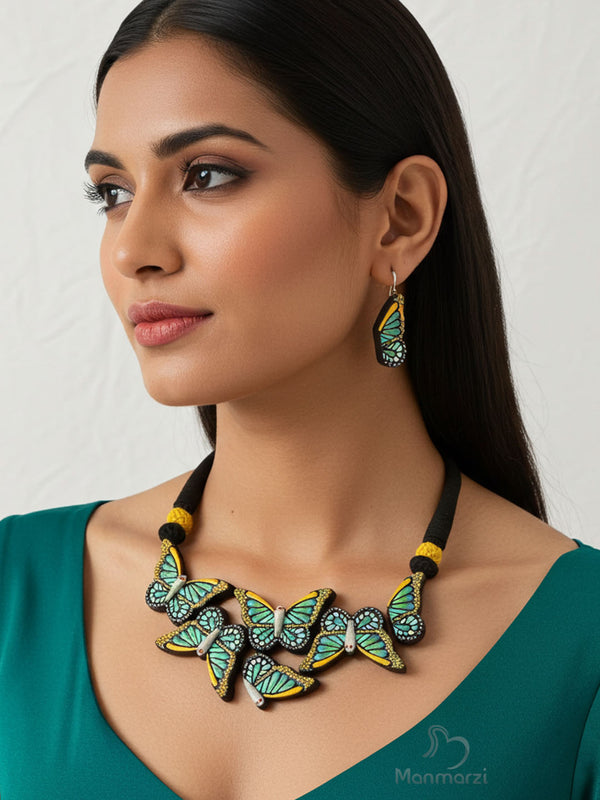 Titli- Handcrafted Butterfly Terracotta Jewellery Set