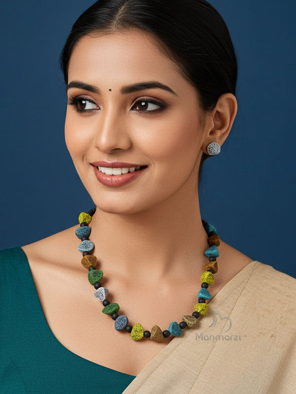 Noorie- Exquisite Multi Terracotta Jewellery Set Inspired By Natural Stone Texture