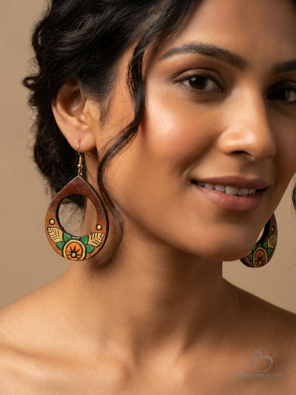 Patralika- Handcrafted Petal Drop Terracotta Earrings With Floral Detailing