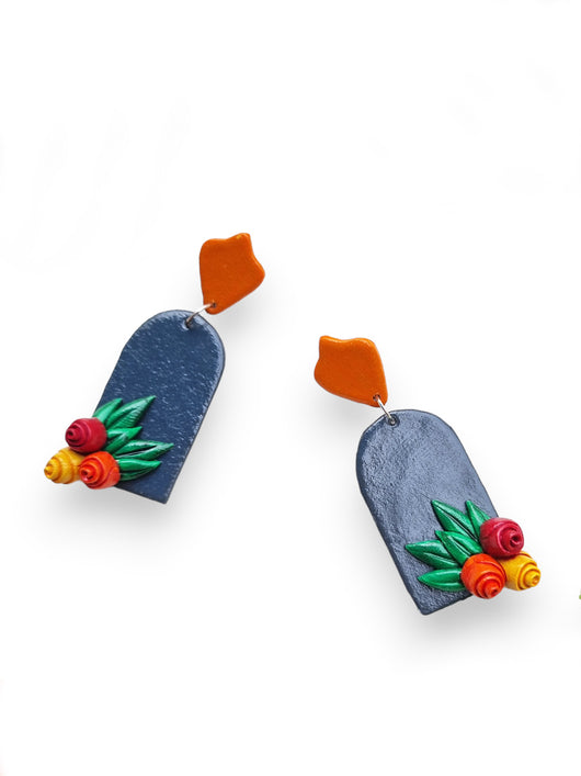 Unique Gift for Her: Handmade Rose Bunch Polymer Clay Earrings