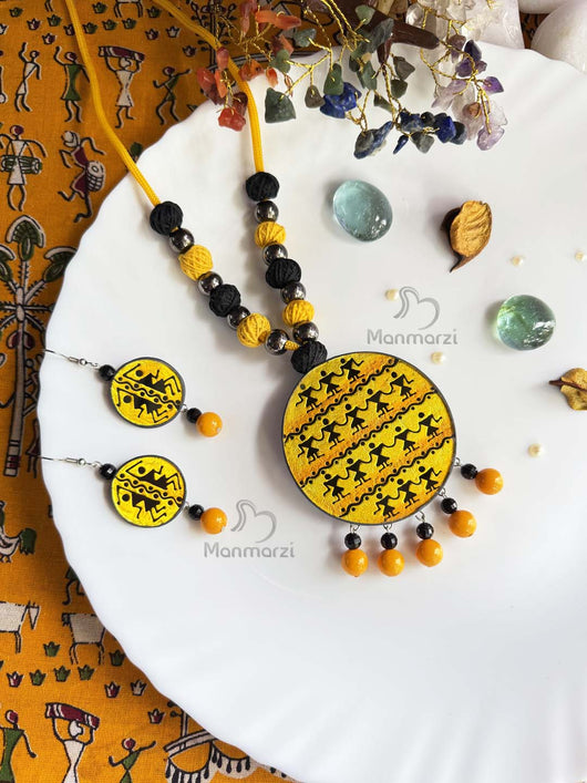Saanjh – Hand-painted Tribal Art Glass Jewellery Set | Manmarzi