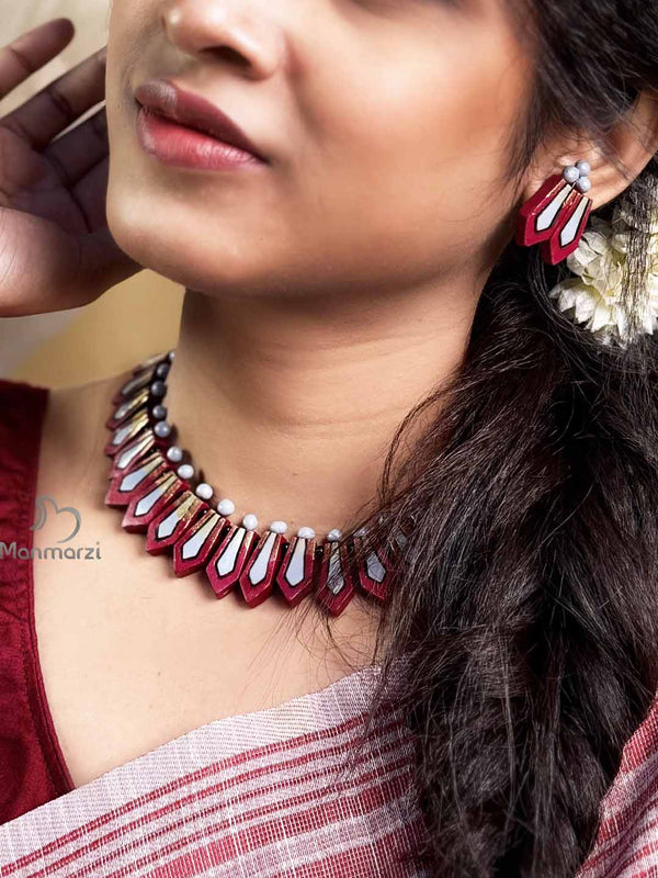 Tilottama- Handcrafted Terracotta Jewellery Set With Earstud | Manmarzi