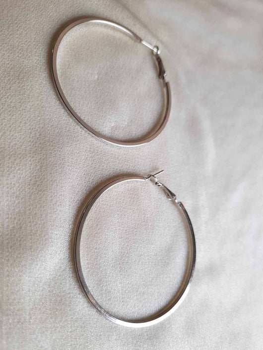Silver colour Circular Hoop Earrings