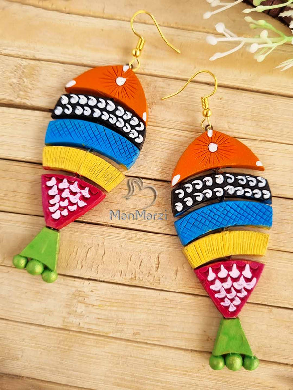 Beautifully Crafted Fish Terracotta Earrings for Women