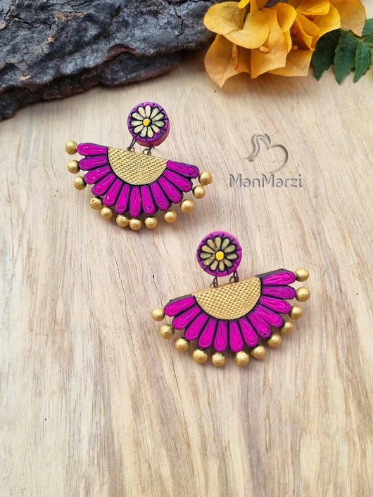 Handcrafted Floral Design Terracotta Earrings for Women