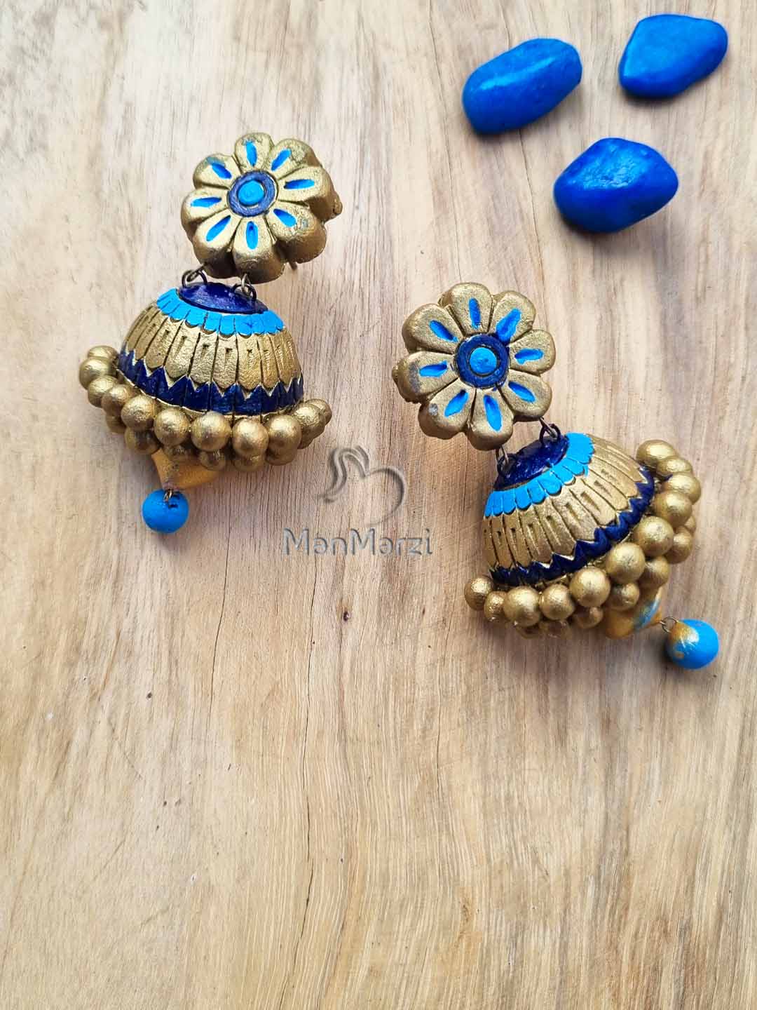 Orange - Bishnupur Handpainted Terracotta Jhumki Earrings 95 main image 1
