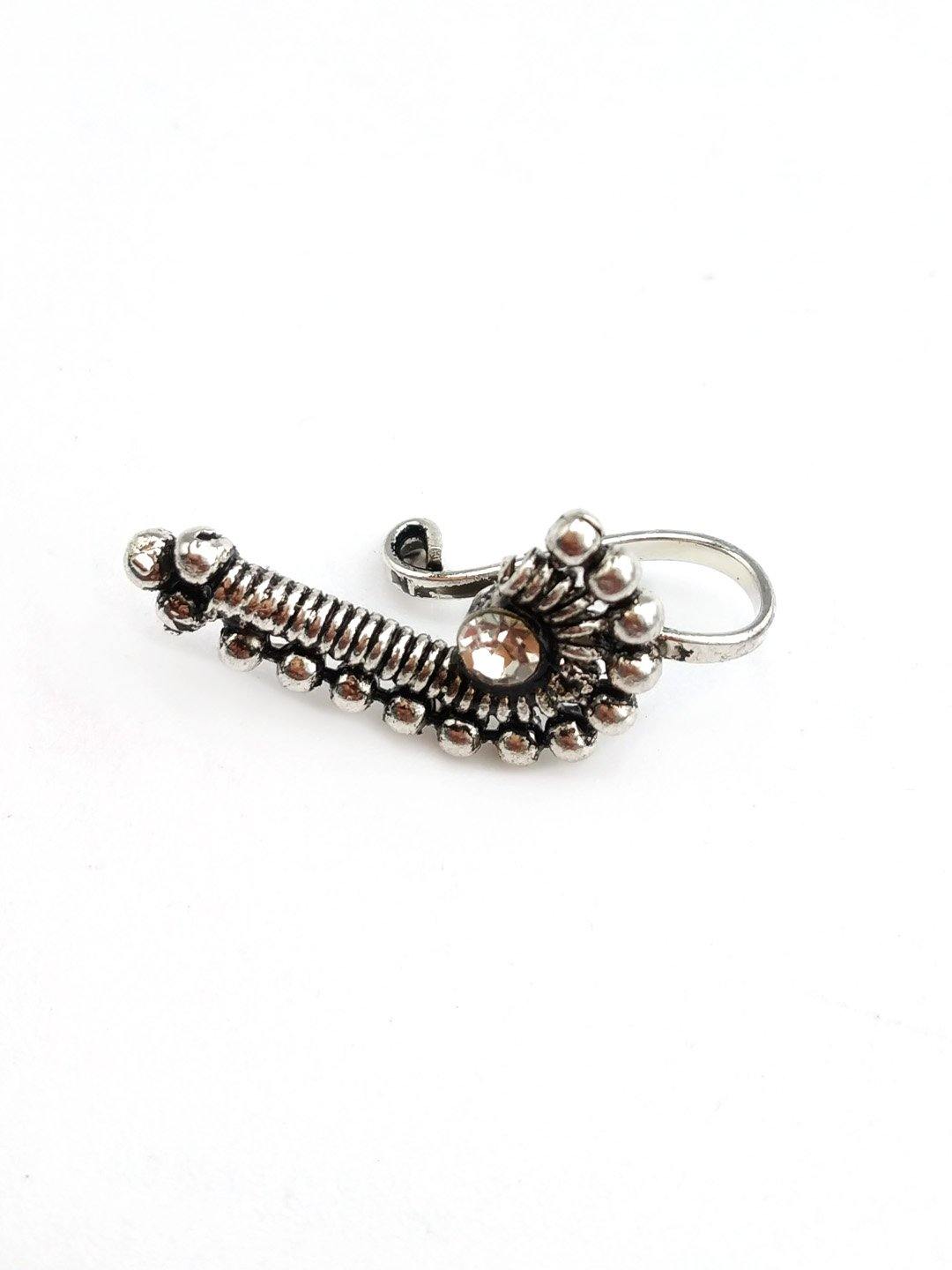 Buy Silver toned Tribal Nose Pin
