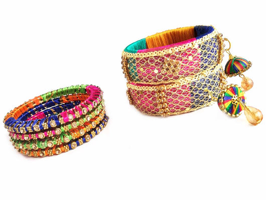 Multi coloured bangles with latkan from ManMarzi