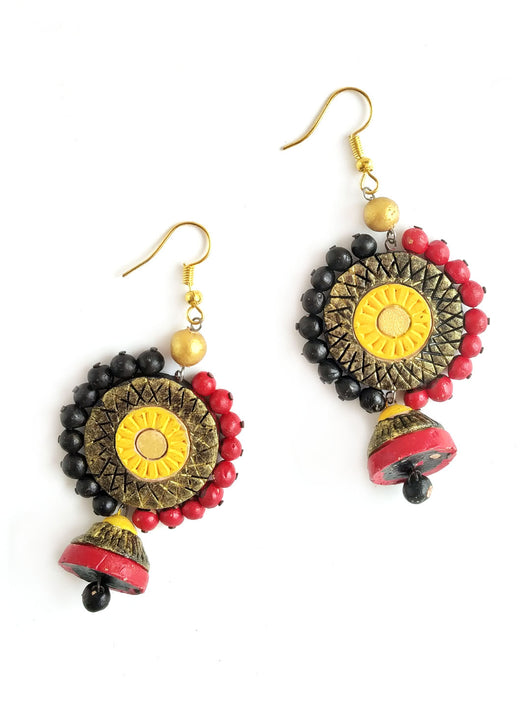 Round shaped Terracotta earrings with Jhumka