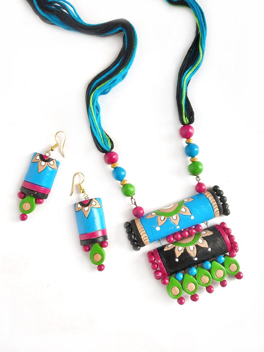 Handcrafted double layered Terracotta  Jewellery Set