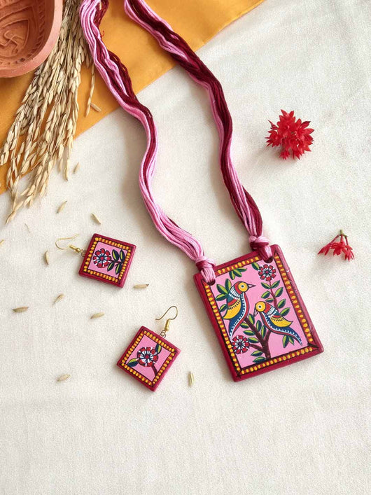 Hand Painted Terracotta Jewellery Set hand crafted Jewellery