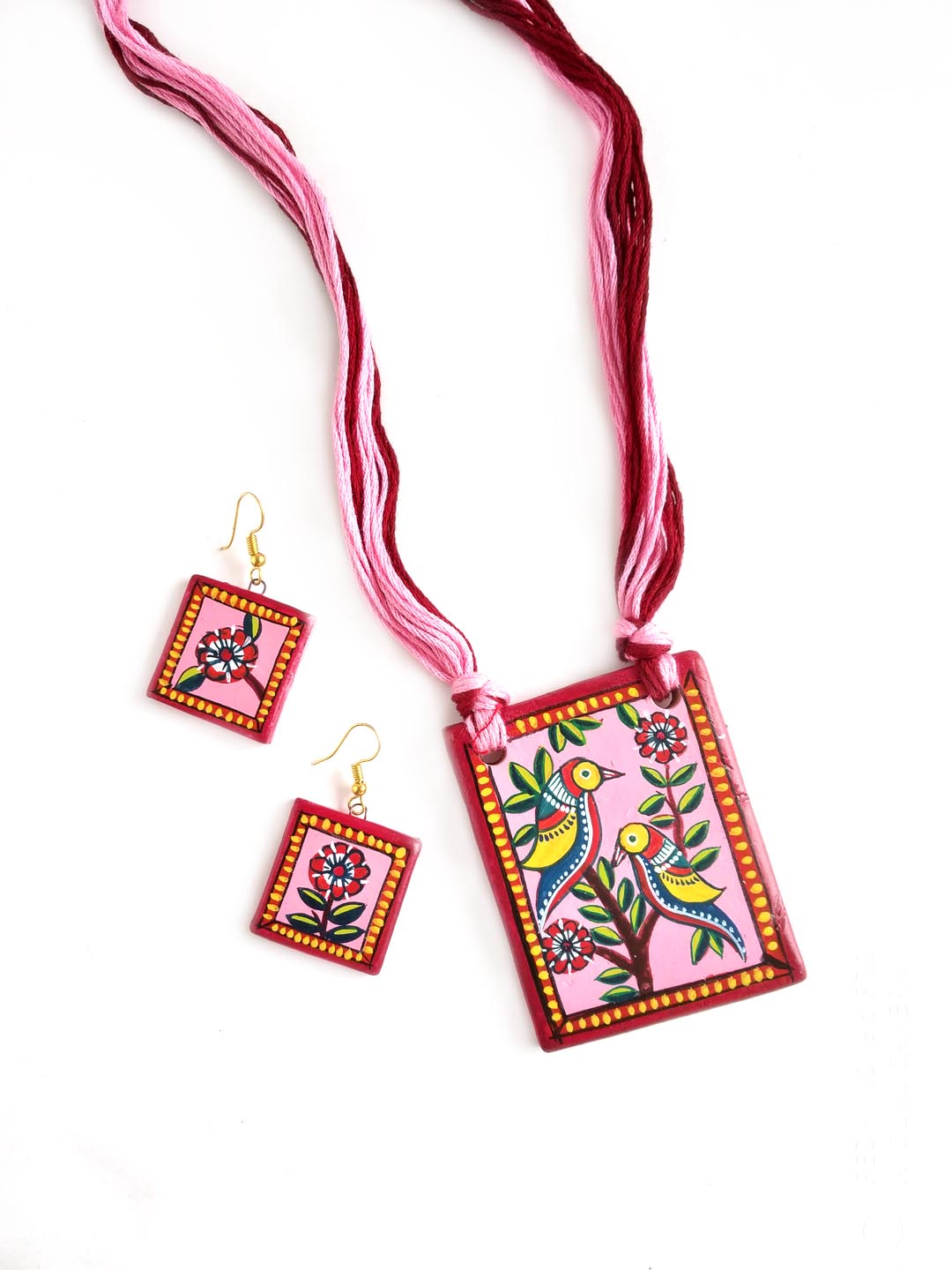 terracotta pink colour necklace set